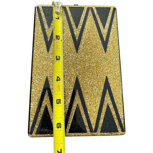 Edie Parker Gold/Black Chevron Acrylic Box Clutch/Bag - Picture 12 of 14